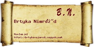 Brtyka Nimród névjegykártya